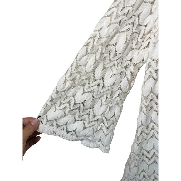 Jordan Taylor women’s Ivory Lace swimsuit V-neck Tunic Cover Up Size large Sheer - Picture 4 of 9